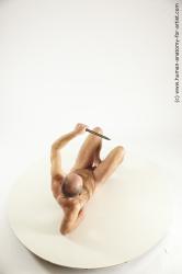 Nude Man White Laying poses - ALL Slim Short Brown Laying poses - on back Multi angles poses Realistic